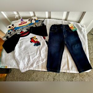Disney Mickey Mouse Black and White Tee with Blue Jeans